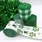 4 Rolls Shamrock Wired Edge Ribbon - 2.5''×24 Yard St Patrick's Day Green Wired Ribbon, Burlap Plaid Shamrock Fabric Craft Irish Ribbon for Gift Wrapping, Wedding Birthday Crafts Decorations